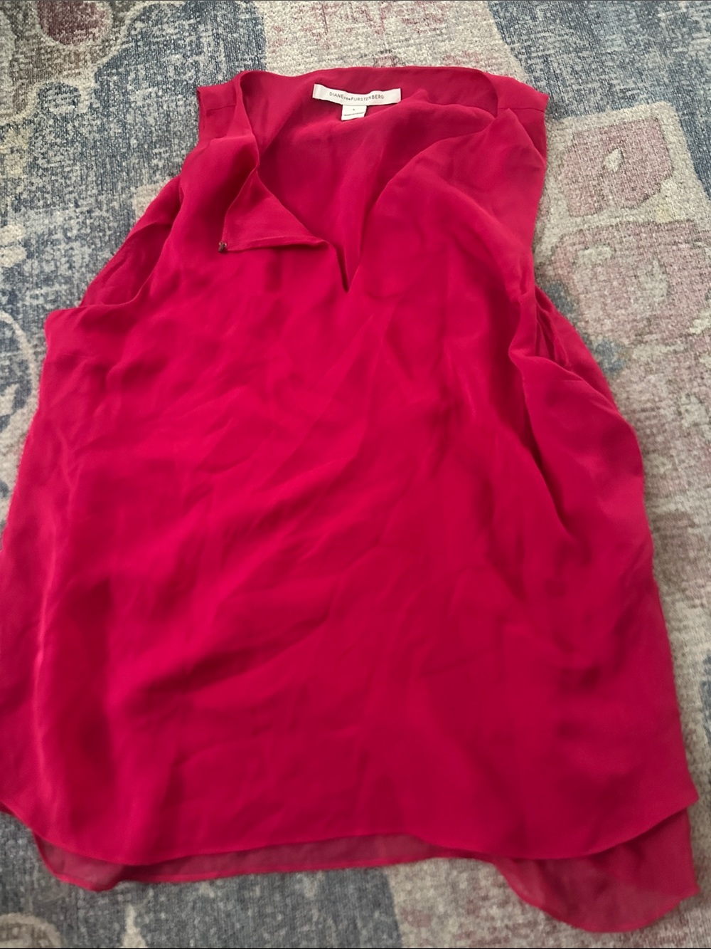 DVF Vibrant Pink Silk V-Neck Camisole